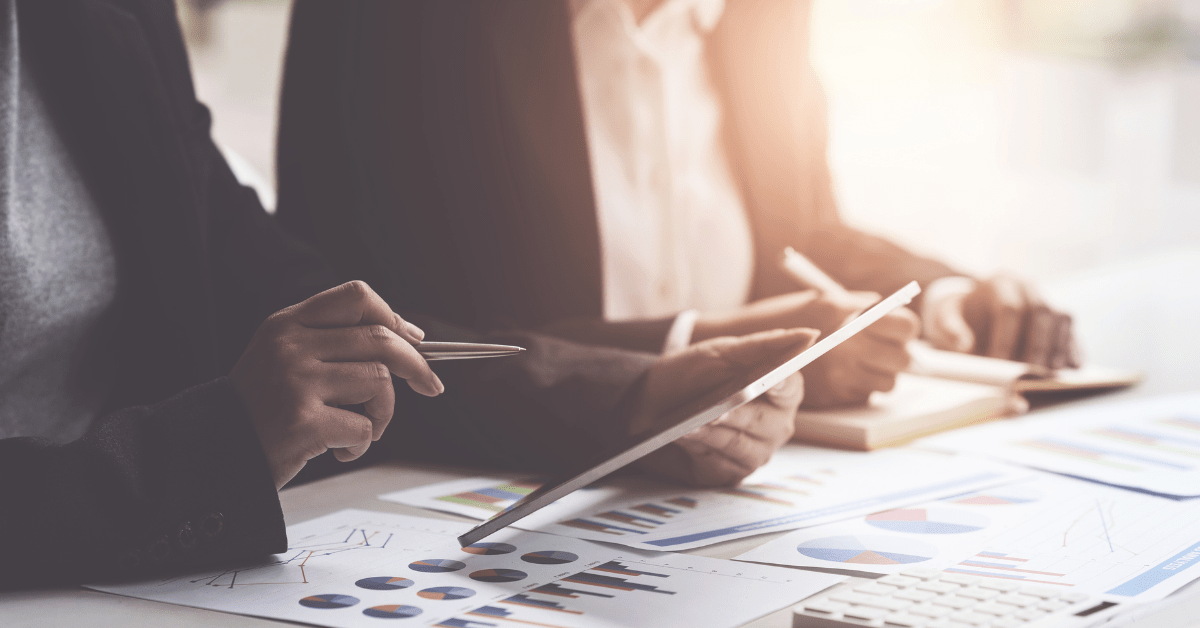 Employee looking at electronic device